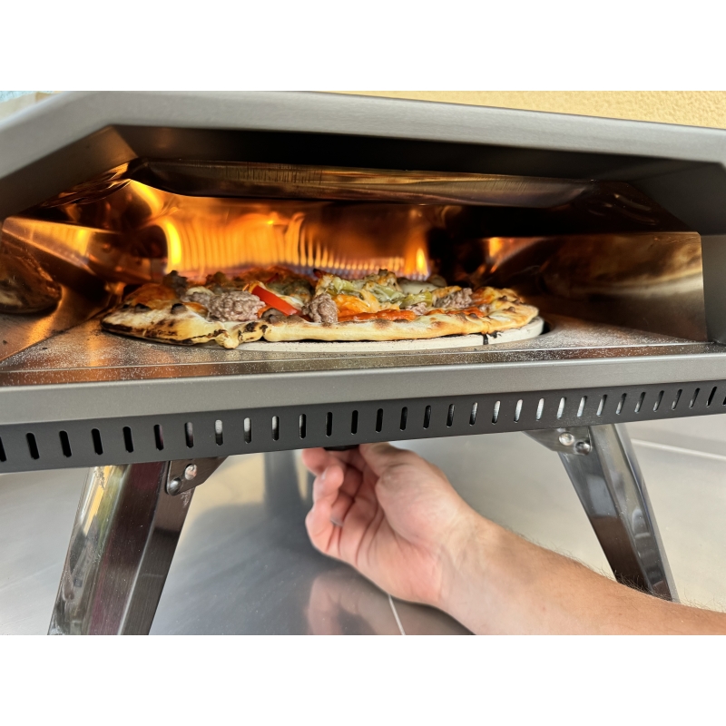 Four à Pizza Gaz Extérieur EROMMY - Pierre Rotative Automatique 35.6 Cm, Cuisson En 60s, Transportable, Pour Camping Et Jardin