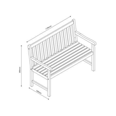 Banc acacia 2 pers - L.119 X P.59 X H.89 cm