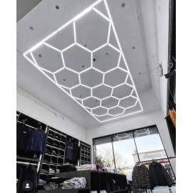 Lampe de plafond hexagone nid d’abeille Detailing garage 230V 2.4m x 4.8m Led blanc 550W 6500k