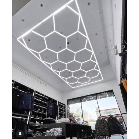 Led Nid D’Abeille Hexagone Detailing Garage 230V 2.4M X 4.8M Led Blanc 620W 6500K