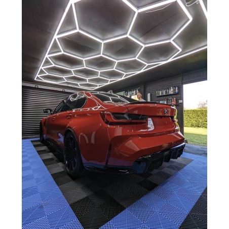 Lampe de plafond hexagone nid d’abeille Detailing garage 230V 2.4m x 4.8m Led blanc 550W 6500k