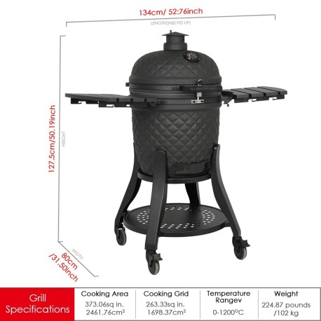 Kamado 22 Pouces BRASILOR – La Maîtrise Absolue du Feu et de la Saveur