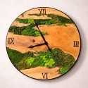 Horloge design murale en chêne et mousse naturel 90 cm ( unique )